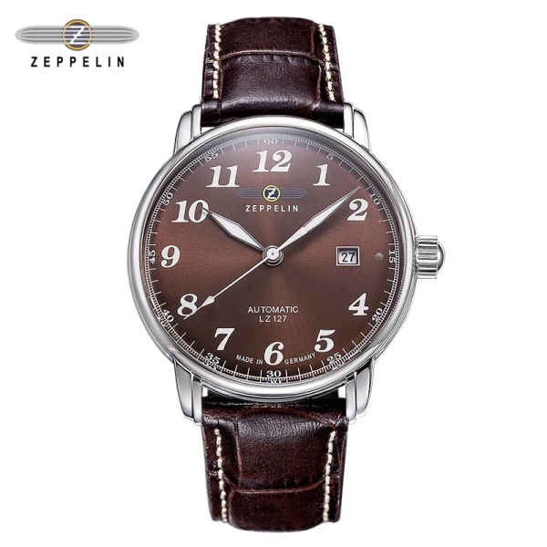 Zeppelin watch för män Top Märke Lyx Herr Quartz Armbandsur Andas Läderrem Vattentät Business Casual Watch wine red