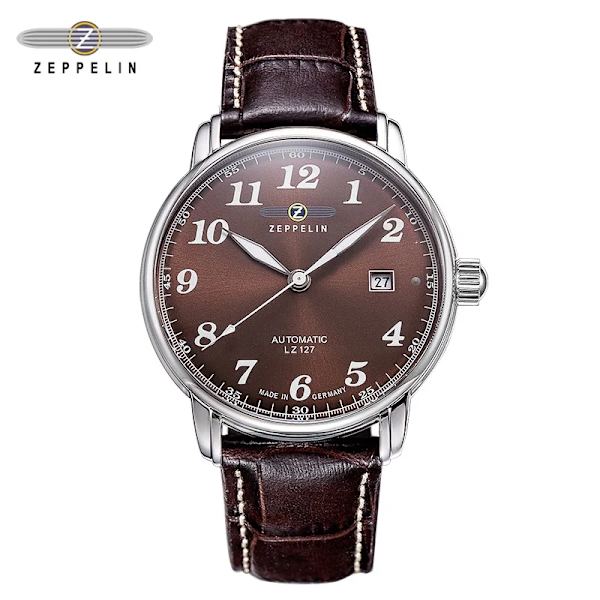 Zeppelin watch för män Top Märke Lyx Herr Quartz Armbandsur Andas Läderrem Vattentät Business Casual Watch wine red