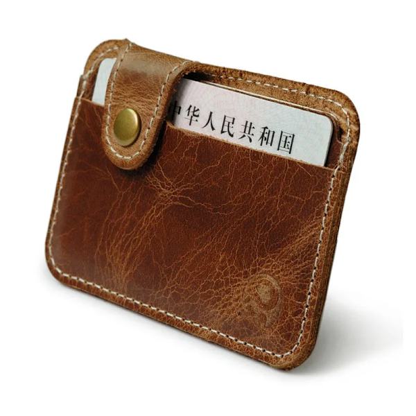 Retro läderkredit Business Minikortplånbok 2023 Bekväm man Kvinnor Smart Wallet Visitkortshållare Kontantplånbok Case Brown
