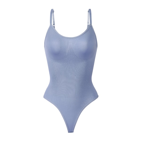 Flarixa Shapewear Dam Magkontroll Sömlös Body Shaper String String Elastisk Spaghetti Strap Body Plus Size Shaping Corset Blue M