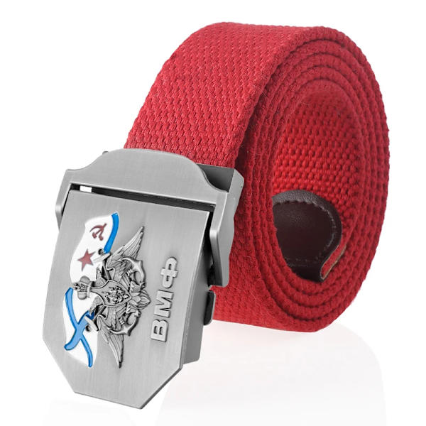 SupSindy Herr&Kvinnor Canvasbälte 3D rysk marinblå ВМФ Metallspänne Jeans Midjeband USSR Militärsoldater Taktiska bälten Mansrem Red 110cm