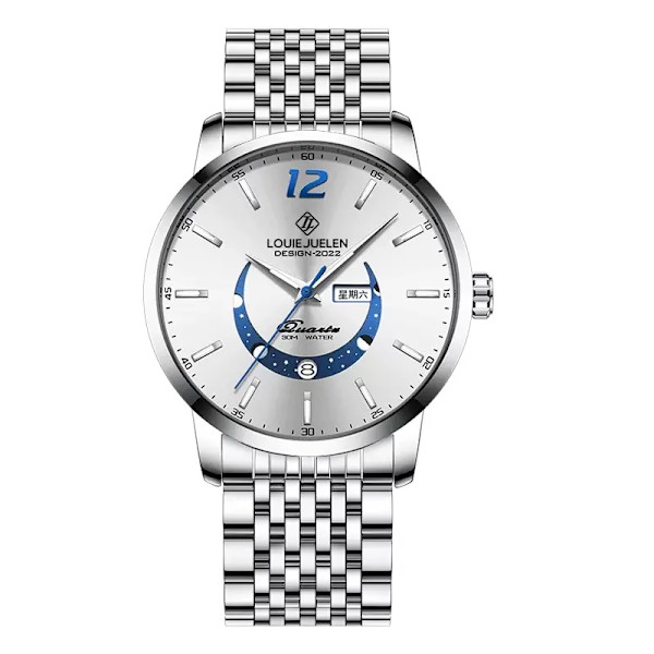 BELUSHI Moon Phase Armbandsur Herr Lyx Topp Märke Vattentät Modekalendervecka Kvarts Presentklocka Sport Lysande Läder SW