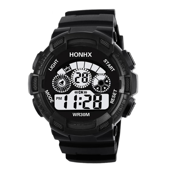 Militär watch för män Sport LED elektronisk watch för män Fitness Väckarklocka Multifunktionell armbandsur Montre Homme black(.103)