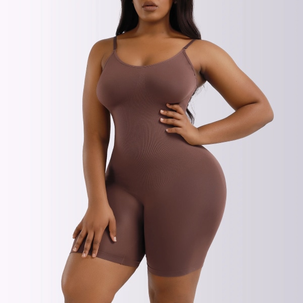 Fajas Colombianas Bodysuit för kvinnor Magkontroll Shapewear Seamless Sculpting String Body Shaper Trosor Butt Lifter Bantning Brown Shorts XL