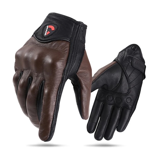 Retro Pursuit Perforerade Motorcykelhandskar i Äkta Läder Moto Vindtäta Guantes Motorcykel Skyddsutrustning Motocrosshandskar Model 2 M