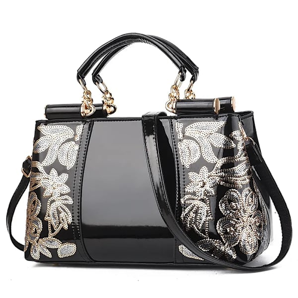 Broderi Damväska Läderväskor och handväskor Lyxiga axelväskor crossbody-väskor Damväska för kvinnor sac a main femme black