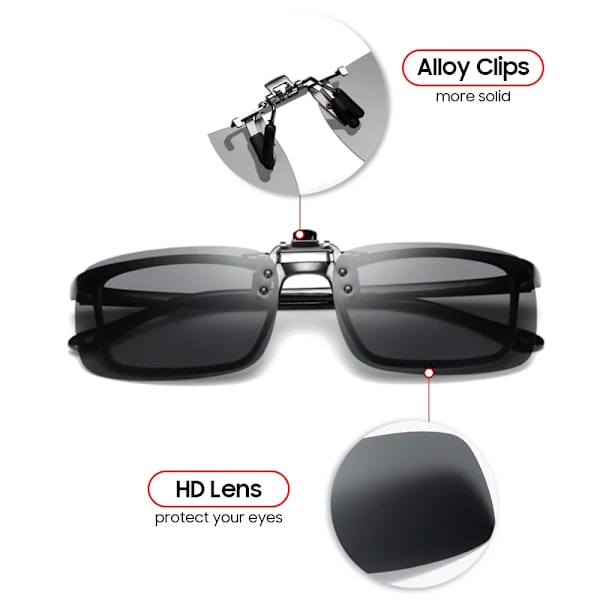 VIVIBEE Spegel Blå Flip Up Clip on Solglasögon Fiske Män Fyrkantig polariserad lins Metall Night Vision Körning UV400 Dam Glasögon 1 Grey Without Plastic Case