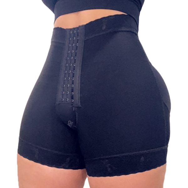 Platt maglyftare för kvinnor Flerfärgad treknäppt elastisk höftshorts Shapewear Underkläder Hemkläder för kvinnor Black L