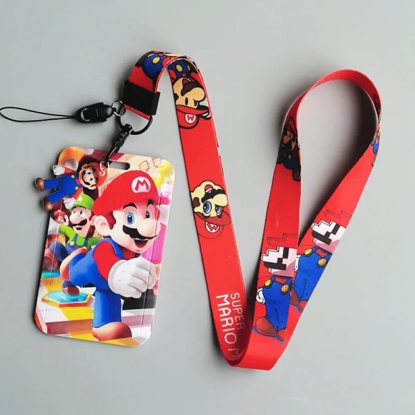 1 Set Mario Anime Kortfodral Kort Nyckel Lanyard Cosplay Badge ID-kort Hållare Halsband Nyckelringar MR-B