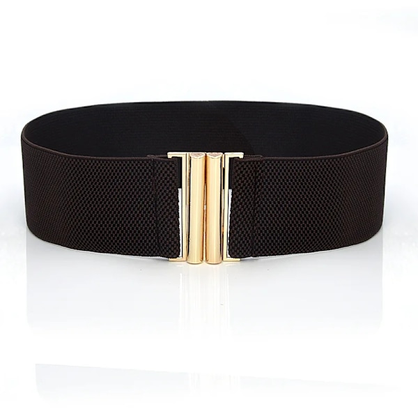 Plus Elastiskt retro midjeband Kvinnor Brett midjebälte Dam Enfärgad midja Cinch-bälte Flickor Enkel stil Klänning Bältstillbehör Type 5 One Size