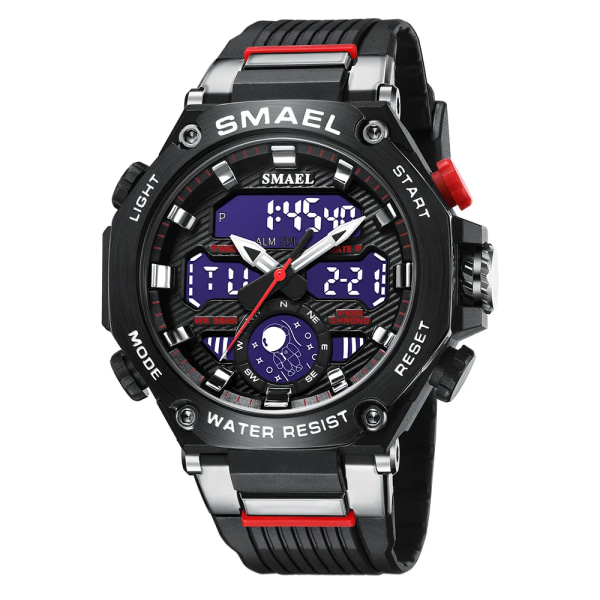 Nya digitala klockor för män Case Vattentät Funktionell Analog Sport Watch SMAEL 8069 Black