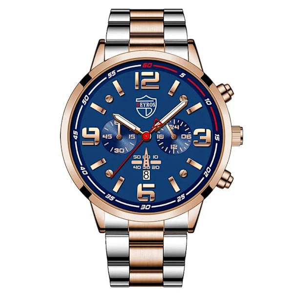 Lyxmode Herrklockor Herr Business Watch i rostfritt stål Quartz White Blue