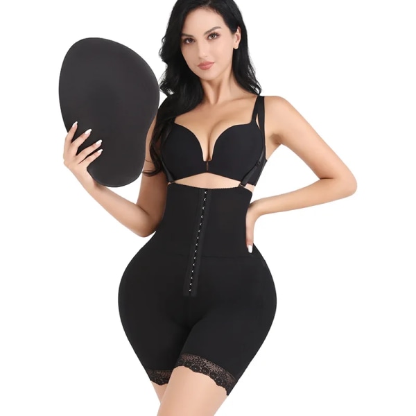 Waist trainer Body Shaper Body Shapewear Magekontroll Underkläder Falska skinkor Höftkuddar Enhancer Axelremmar Smalare Buckle Black Style A XL