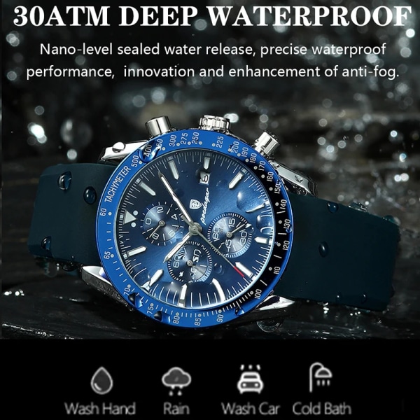 POEDAGAR Sportklockor i silikon för män Vattentät lysande multifunktionsstoppur Quartz Watch Man Cool presentklocka Reloj Hombr L-CSE