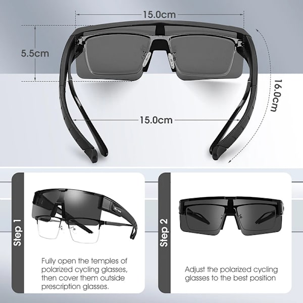 WEST BIKING Fit Over Myopia Glasögon Cover Solglasögon Polariserade UV400-glasögon Utomhuskörning Anti-bländning Fotokromatiska solglasögon Polarized Gray