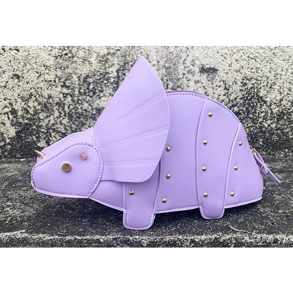 Triceratops Mini Crossbody-väska för kvinnor Plånböcker och handväskor Mode Axelkedja Kedjeväska Clutch Chic Girl's Designer-väskor Lavender