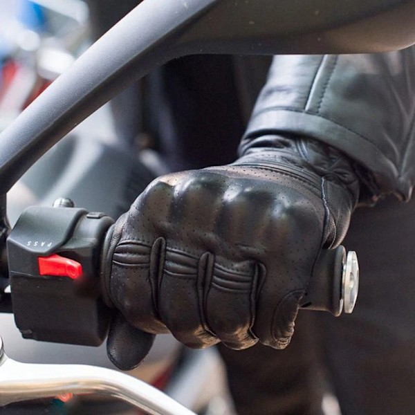 Äkta Läder Motorcykelhandskar Herr Hög Kvalitet Getläder Atv Mx Motocrosshandskar Racing Ventilerande Pekskärm Guantes M