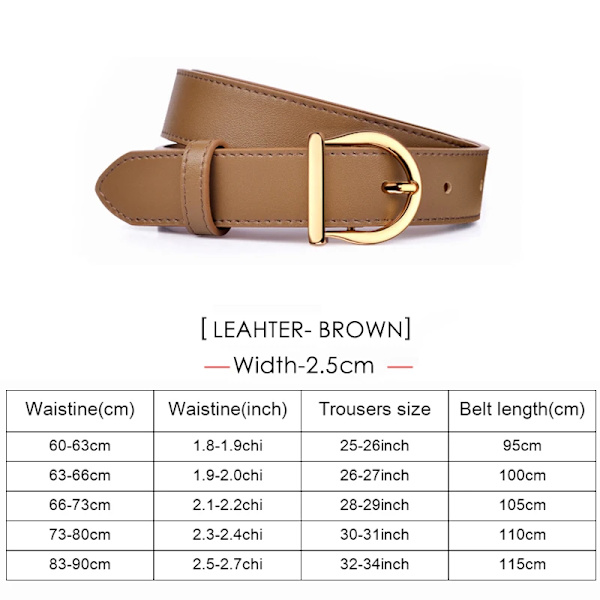DINISITON Dambälte Äkta läder Damer Tunna Bälten Mode Lyxmärke Högkvalitativa kvinnliga jeans Vindjacka Midjeband Brown 115cm