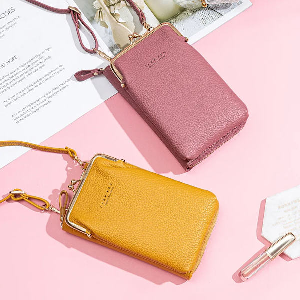Mode Kvinnor Mini Crossbody-väska & handväskklämmor Telefonpaket Kvinnlig Clutch-plånbok Damer Liten handväska Pu-läder Axelväskor Gray