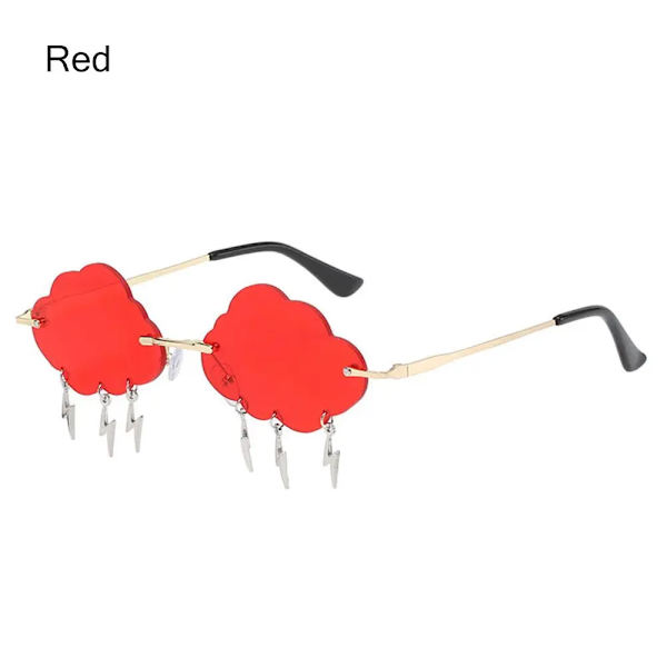Cykelsolglasögon i molnform utan båg med blixthänge Dammärkesdesigner Lyx Rolig UV400 solglasögonskydd Red