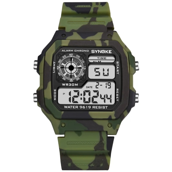 SYNOKE Herr Utomhussportklockor Multifunktion Business Vattentät Man Armbandsur Digital Watch Väckarklocka 2022 Upgraded TPU D