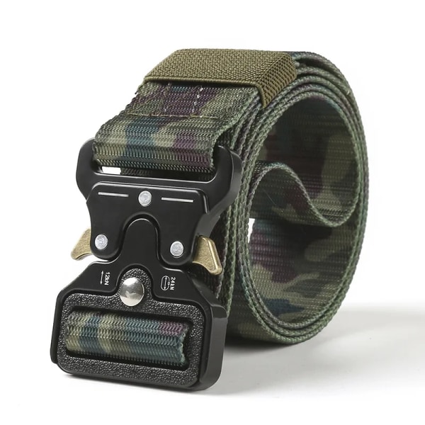 Army Style Stridsbälten Snabbkoppling Taktiskt bälte Mode Män Militär Canvas Midjeband Utomhus Jakt Vandringsredskap Black red stripe ZS 3.8cm X 125cm