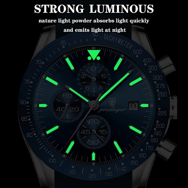 POEDAGAR Sportklockor i silikon för män Vattentät lysande multifunktionsstoppur Quartz Watch Man Cool presentklocka Reloj Hombr L-CSE