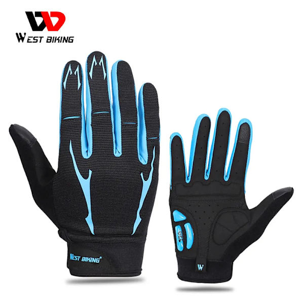 WEST BIKING Cykelhandskar med andningsförmåga GEL Flytande Silikon Palm Halkfri Sport Full Finger Cykelhandske Half Finger Bike Handskar Grey Full Finger XL