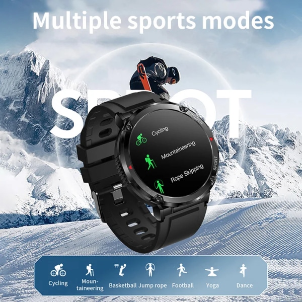 LIGE Smart Watch Herr 1,6 tum Full Touch Armband Fitness Tracker Sportklockor Bluetooth Call Smart Clock Herr Smartwatch Mesh belt black 600mA-Bluetooth call