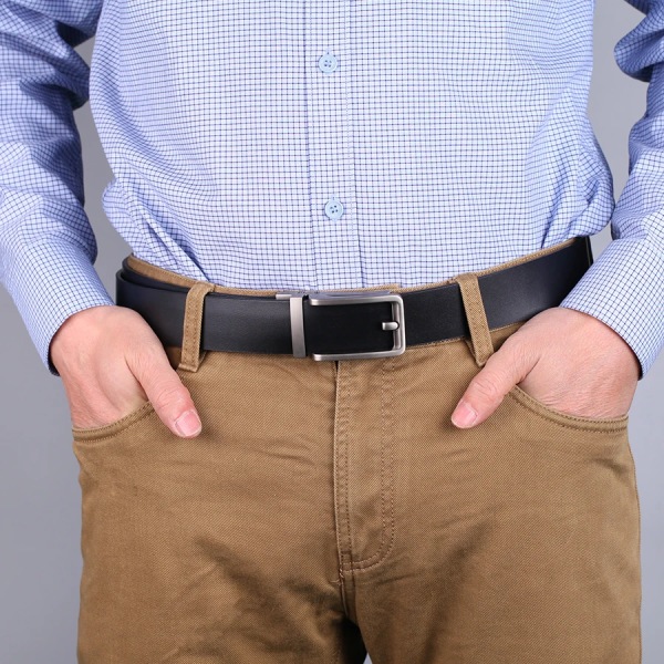 Nya högkvalitativa lyxiga äkta läderbälte Designerbälten Herr Automatiskt spänne Business Byxrem Cinturones Hombre Cinto STYLE 4 120cm