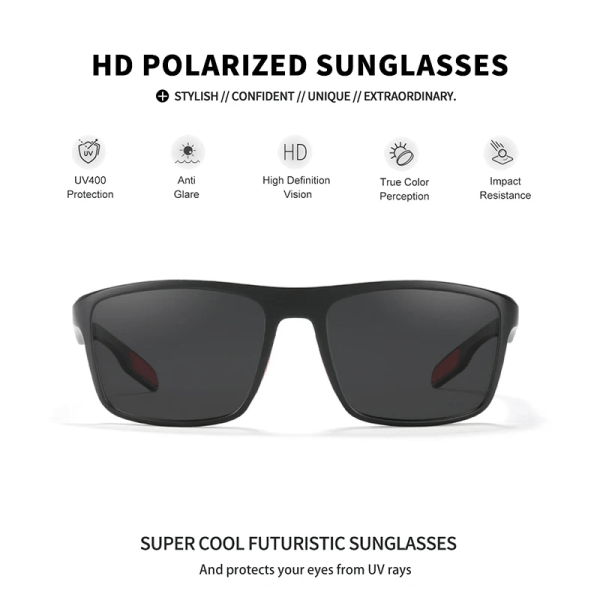 KDEAM Rectangular Ultra Light TR90 Solglasögon Män Polariserad TAC 1,1 mm Tjocklek Lins Solglasögon Kvinnor Sport Man KD101 C8 Photochromic Lens with packaging