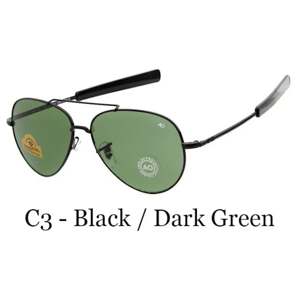 Märke Herr Solglasögon Army MILITARY MacArthur Aviation Style AO Allmänt Solglasögon Amerikansk lins Optiskt glas Oculos De Sol C3