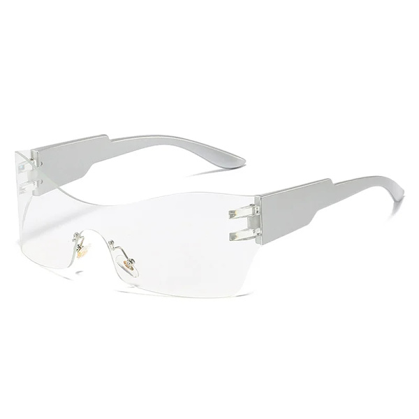 Kardashan Flat Top Shield Mode Punk Solglasögon Dam Y2K Solglasögon Män Spegel One Piece Glasögon 2000S 90S Estetiska glasögon E7-transparent look picture