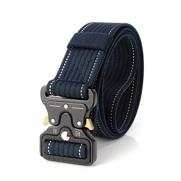 Army Nylon Herr Midjerem Elastiskt Metallspänne Gördel Röd Blå Orange Grå Taktisk Nylon Militärt tungt bälte belt(.1979) 125cm(.1979)