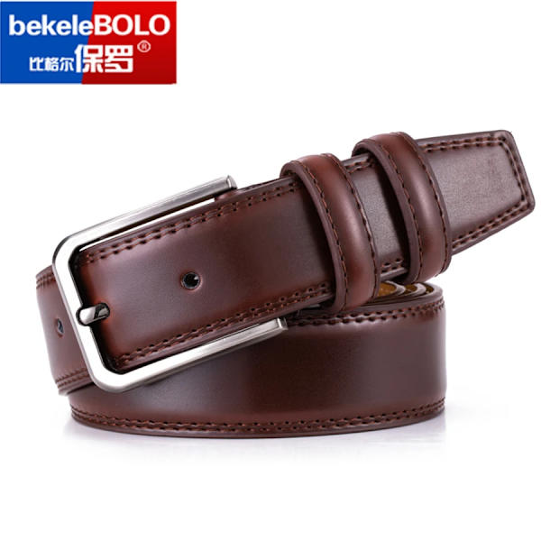 Bekele bolo Herr Bälte i äkta läder Brunt och svart Business Dress Bälten för män SWFK-Coffee 115CM
