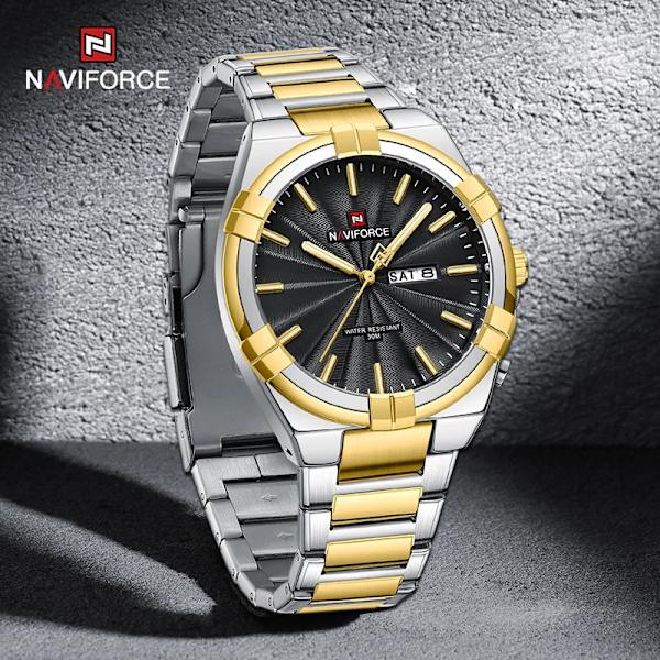Topp originalmärke NAVIFORCE Quartz klockor för män Lyx vattentät rostfritt stål Casual Armbandsur 2023 Ny modedesign SBE-BOX