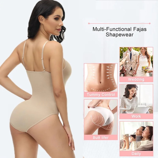 Strap Bodysuits Compression Body Suits Shapewear Slimming Body Shaper Smooth Out Body Body Shapewear Dam Helkropp Beige XL