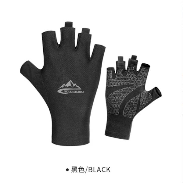UPF50+ Solhandskar Herr Kvinnor för Kajakpaddling Vandring Paddling Köra Kanot Rodd UV-skydd Fiske Fingerlösa handskar black M