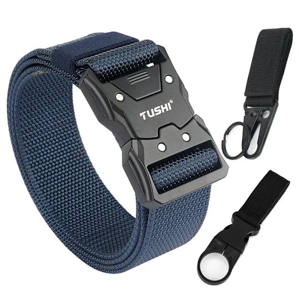 VATLTY 2022 Snabbtorkande taktiskt bälte män Hårdlegering Snabbspänne 1200D Mjuk nylon Army Bälte Hane Militär utrustning Navy blue set(.1114) 125cm(adjustable)(.1114)