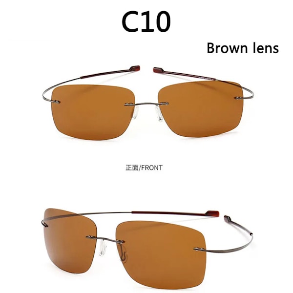 2021 NYHET Coola 100 % rent titan båglösa solglasögon Polariserade linser Grå Supertunna linser Solskyddad UV-skydd UV400 Oculos C10 Brown lenses Other