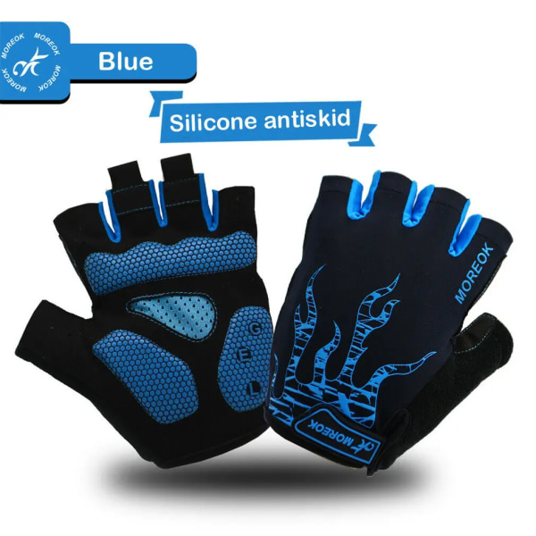 Nya antisladd cykelhandskar Unisex Herr Kvinnor Utomhus MTB Cykel Tvättbar Halvfinger Handskar Korta Finger Sporthandskar Blue L