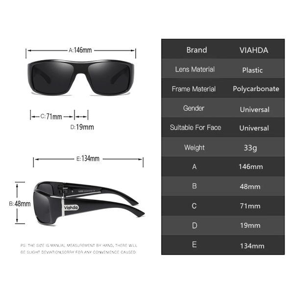 VIAHDA DESIGN Klassiska polariserade solglasögon män herr sportfiske solglasögon glasögon UV400 skydd C2