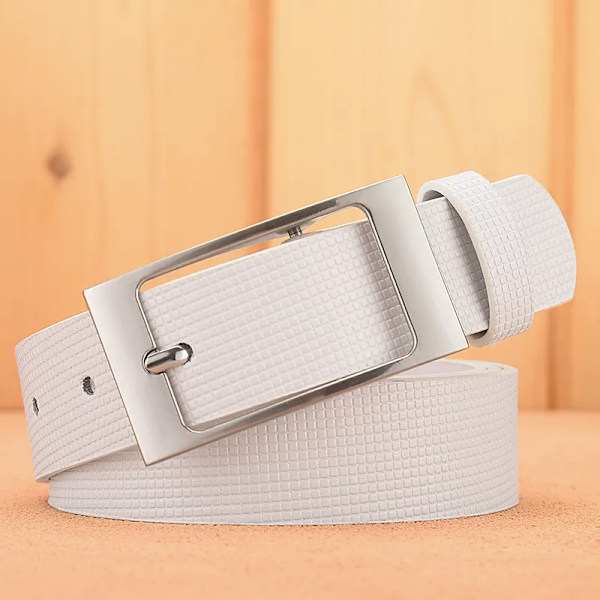 Designer vita bälten män högkvalitativt lädermode lyxigt manligt midjebälte Casual manligt pu läder prickband Ceinture Homme White 125cm