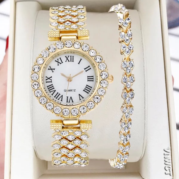 Lyxig strassklocka Watch Watch och set Watch Montre Femme Relogio Zegarek Damski Silver  Bracelet