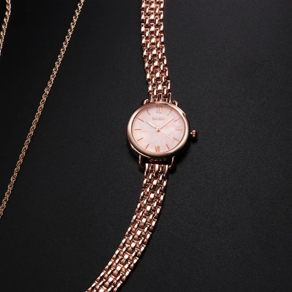 Mode Rose Gold Watch Lyxig rostfritt stål Damklockor Liten urtavla Elegant kvinnlig kvartsarmband Armbandsur reloj Black