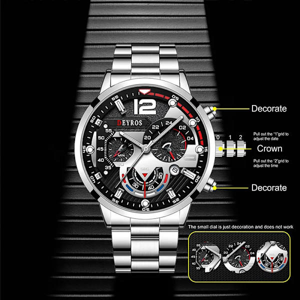 Lyx Herrklockor Herr Guld Armband Rostfritt Stål Kvarts Watch För Herr Business Luminous Clock relogio masculino As Shown 10