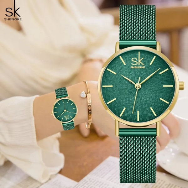 SK Super Slim Sliver Mesh klockor i rostfritt stål Dam Top Märke Lyx Casual Clock Dam Watch Lady Relogio Feminino sliver