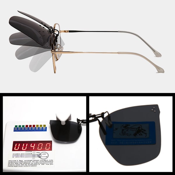 Clip On Polariserad Lens Män Fyrkantiga Solglasögon Nattkörning Glasögon Fiske Glasögon Flip Up Designer Lyxiga Solglasögon Oculos gradient grey as picture