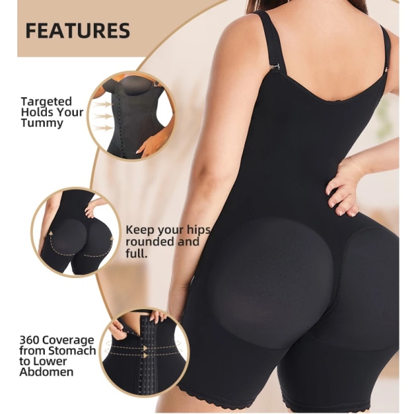 Body Shaper Waist trainer för kvinnor Pärmar Magkontroll Butt Lifter Fajas Colombianas Shapewear Slimming Belly Sheath Black XL