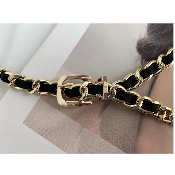 Kvinnor Midjekedja Bälte Guld Kroppsklänning Bälte Kvinnlig Läderbälte Mini Mode Kvinna Tunn Kedja Tygtillbehör 115cm A Belt Chain